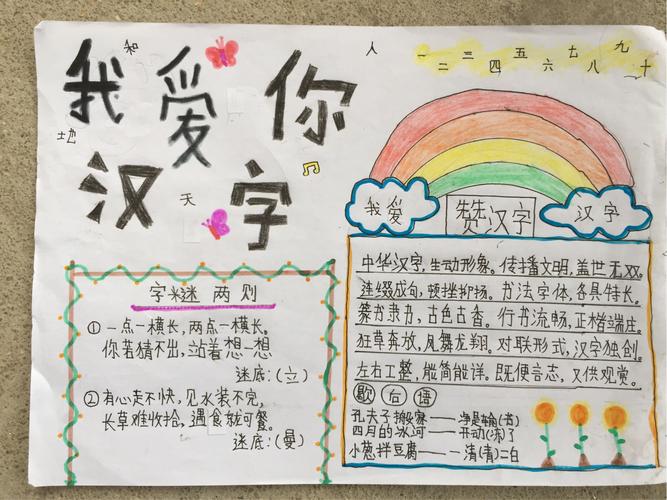 我爱你汉字和赞汉字结合的手抄报 我爱汉字手抄报