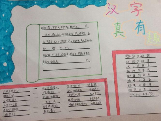 关于汉字的清晰一些的手抄报 汉字的手抄报