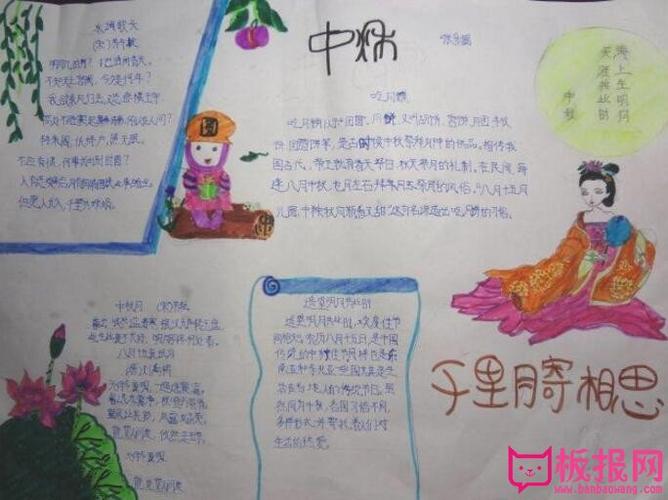 诗配画最美中秋手抄报 诗配画手抄报