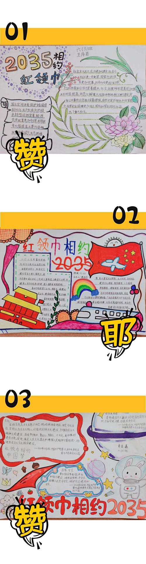 红领巾看全会2035愿景手抄报 红领巾手抄报