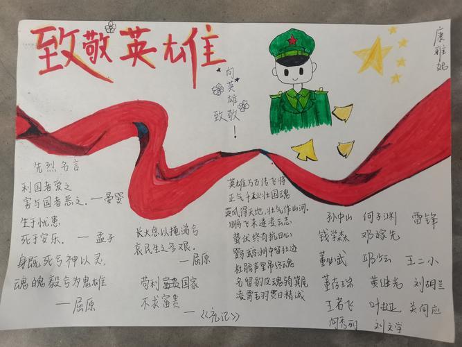向英雄人物致敬的手抄报 英雄手抄报