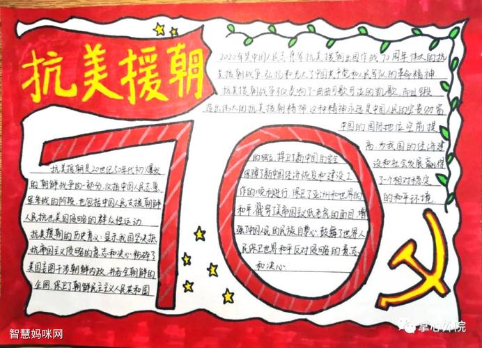 中国人民志愿军抗美援朝70周年的手抄报 70周年手抄报