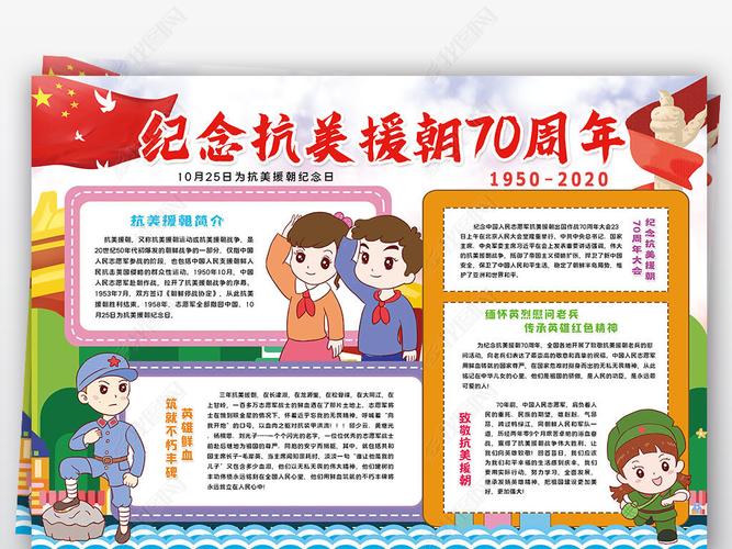 中国人民志愿军抗美援朝70周年的手抄报 70周年手抄报