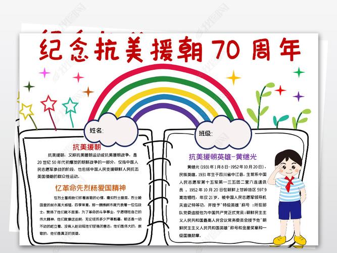 中国人民志愿军抗美援朝70周年的手抄报 70周年手抄报