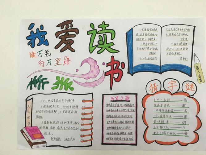 五年级我爱读书简易手抄报 我爱读书手抄报