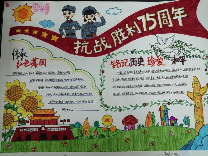 反法西斯战争胜利75周年简单的手抄报 简单的手抄报