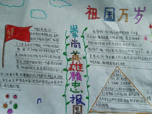 崇敬英雄精忠报国的手抄报 祖国的手抄报