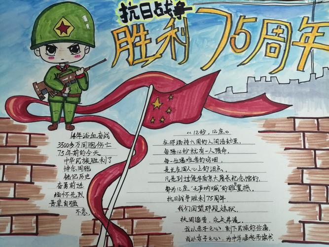 反法西斯战争胜利75周年简单的手抄报 简单的手抄报