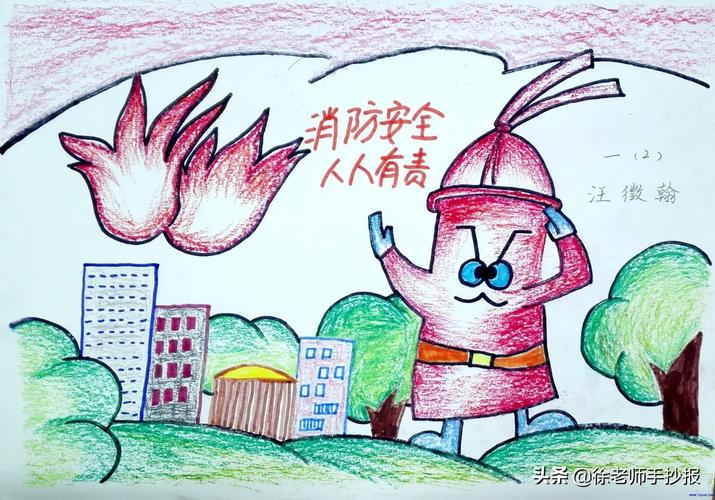 消防安全绘画儿童画手抄报 消防安全手抄报