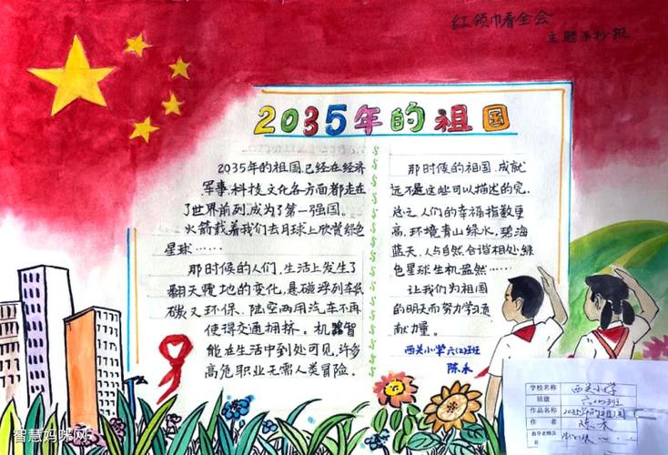 2035年新征程强国一代有我在手抄报 全国一等奖手抄报