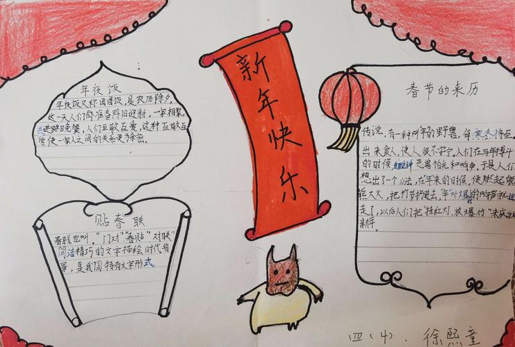 红红火火过大年画手抄报 手抄报简单又好看