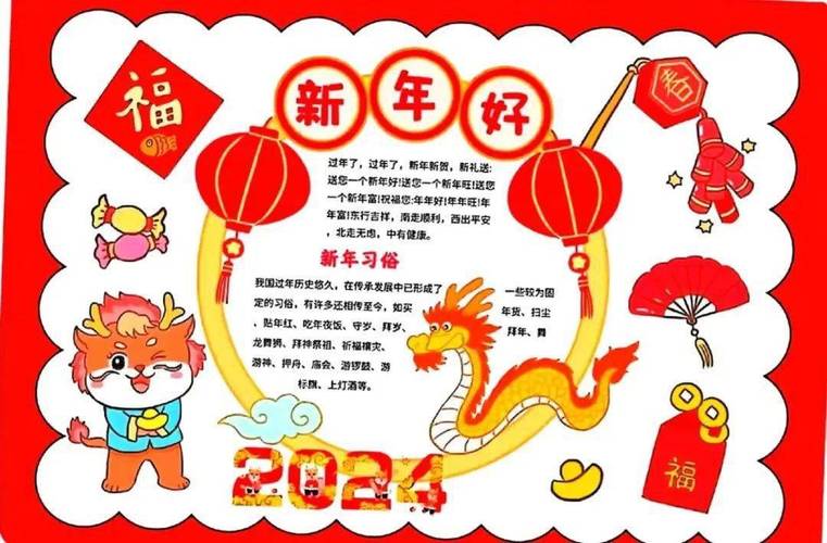 寒假手抄报2024龙年 手抄报版面设计图