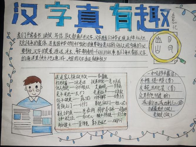 有趣的汉字的简单手抄报 有趣的汉字手抄报