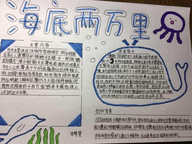 海底两万里主题手抄报,内容 海底两万里手抄报简单又漂亮 