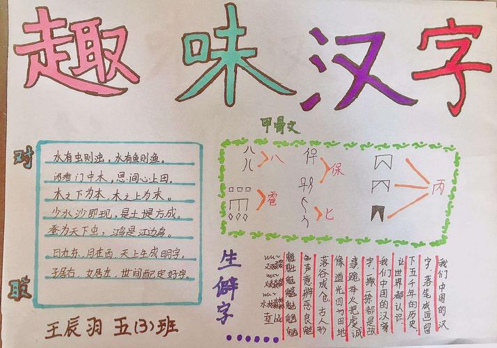 有趣的汉字的简单手抄报 有趣的汉字手抄报