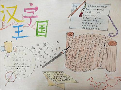 有趣的汉字的简单手抄报 有趣的汉字手抄报