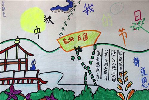 一二三四年级学画画中秋手抄报 画中秋节的手抄报