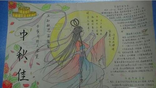 一二三四年级学画画中秋手抄报 画中秋节的手抄报