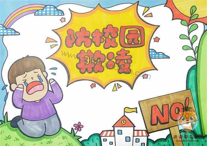 绘画防校园欺凌手抄报 校园手抄报