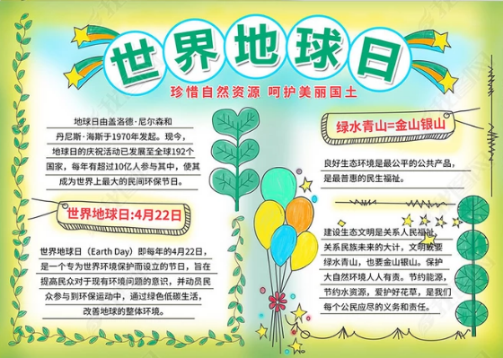 我与地球同在手抄报 地球日手抄报