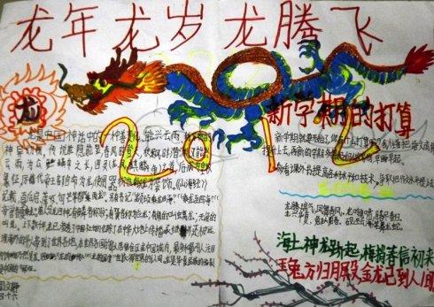 龙年贺岁又简单又好画的手抄报 简单手抄报