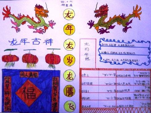 龙年贺岁又简单又好画的手抄报 简单手抄报
