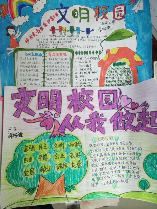关于文明校园为主题的手抄报 关于文明的手抄报