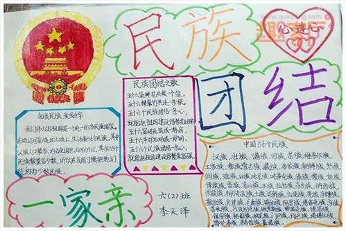 8-12岁民族团结手抄报 初二民族团结手抄报大全 