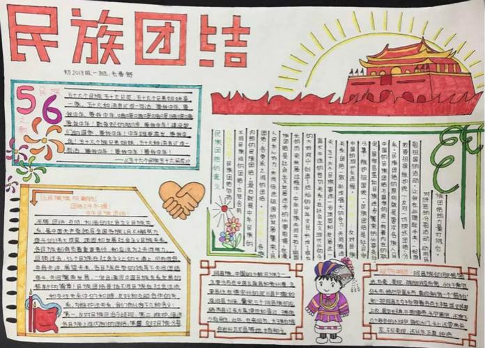 8-12岁民族团结手抄报 初二民族团结手抄报大全 