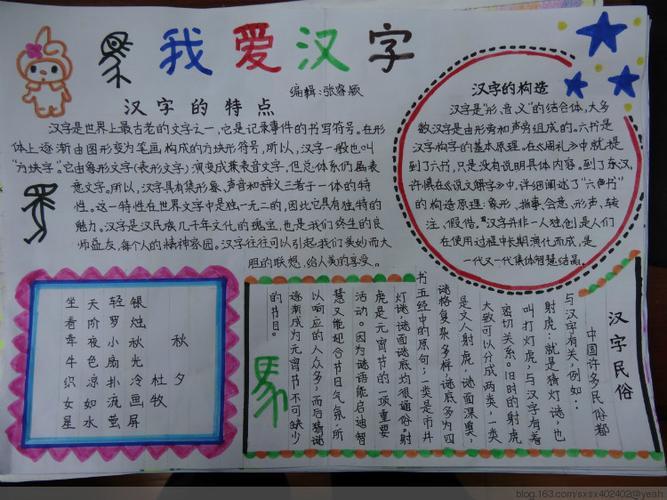 中国汉字六年级手抄报 六年级手抄报