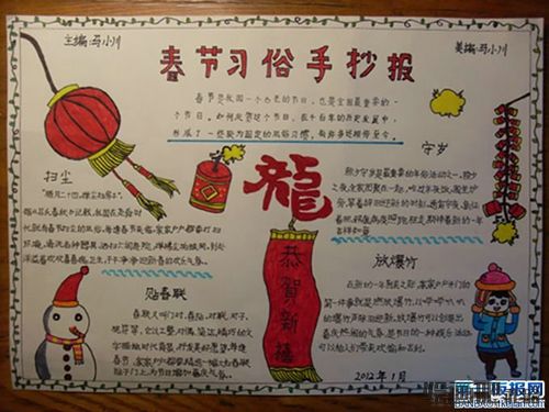 各具特色的春节习俗手抄报 春节习俗手抄报