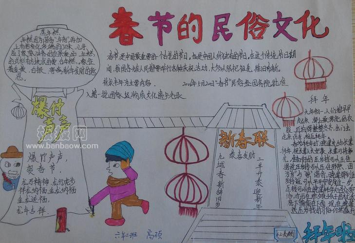 各具特色的春节习俗手抄报 春节习俗手抄报