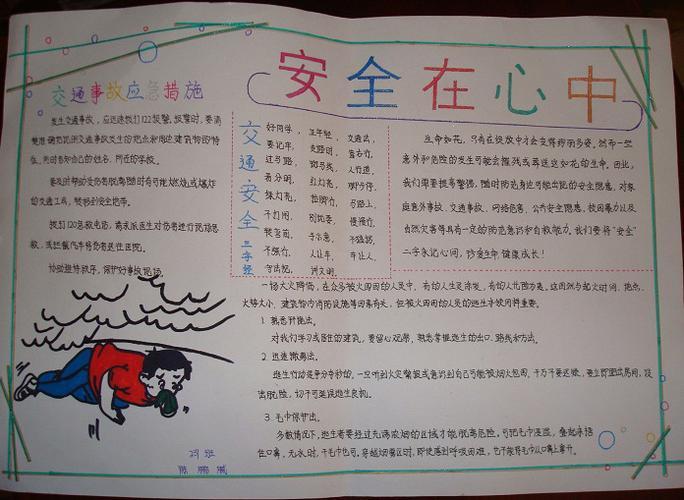 安全在ji中手抄报 安全在心中手抄报