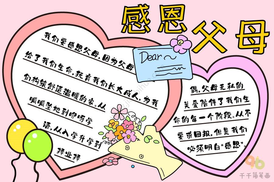 感恩父母的画100种画手抄报 感恩父母的手抄报