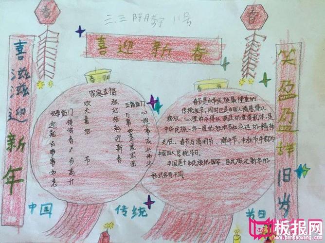 关于迎新春的手手抄报 喜迎新春手抄报