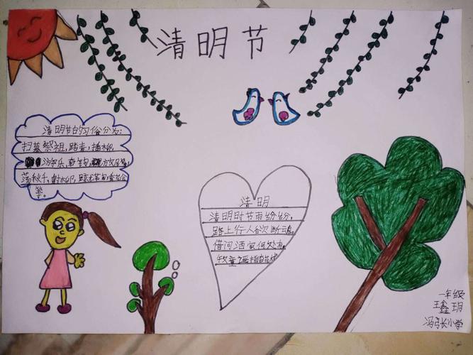 一年级小学生清明节图画手抄报 一年级学生手抄报
