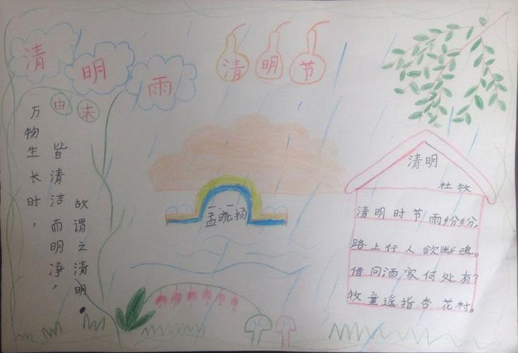 一年级小学生清明节图画手抄报 一年级学生手抄报