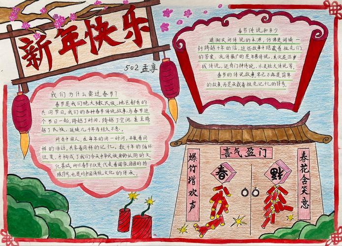 春节手抄报高难度一等奖龙年 手抄报模板大全
