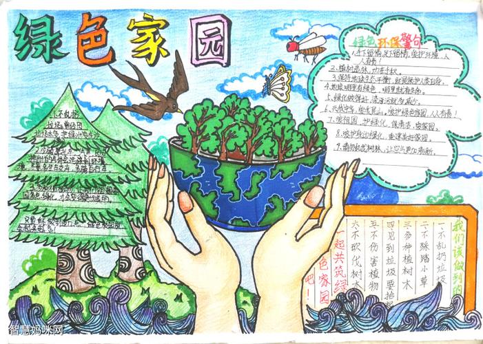 画一片绿色家园齐守护手抄报 绿色家园手抄报