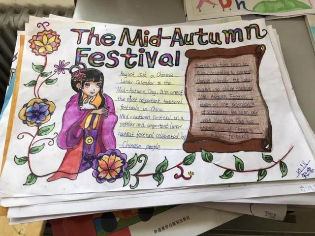 中秋节英语绘画简单漂亮手抄报 中秋节英语手抄报