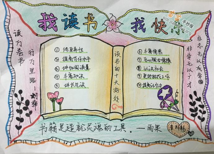 简单又好看的我读书我快乐的手抄报 简单好看的手抄报