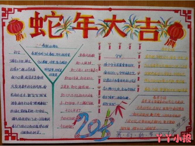 关于蛇年的画手抄报 年的手抄报