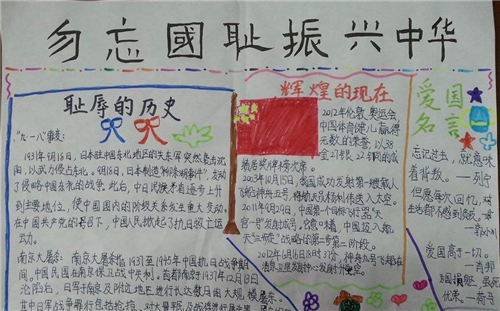 关于勿忘国耻吾辈当自强的手抄报 勿忘国耻手抄报