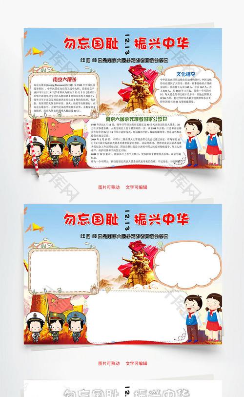 关于勿忘国耻吾辈当自强的手抄报 勿忘国耻手抄报