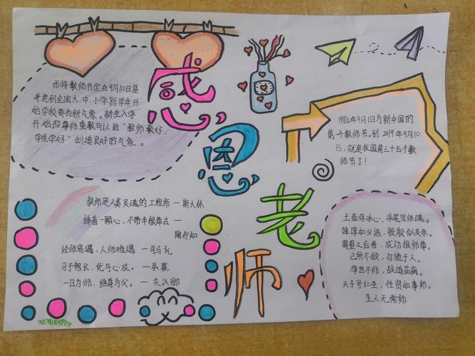 感恩老师简单又好看手抄报 感恩老师手抄报