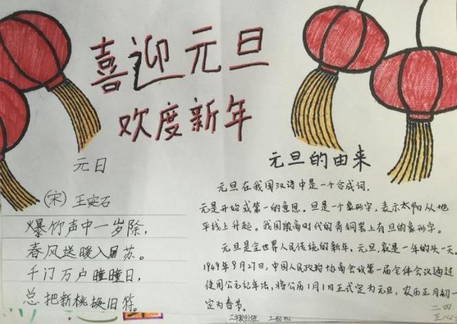 元旦主题手抄报2024 手抄报版面设计图