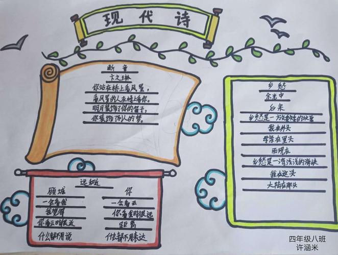 收集现代诗歌四年级手抄报 四年级手抄报