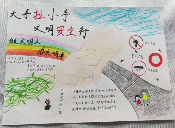 文明安全大手小手手抄报 文明安全手抄报