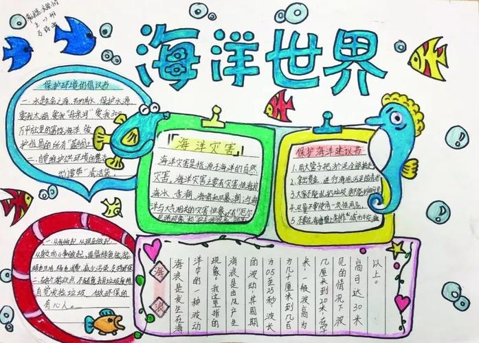 缤纷世界海洋手抄报 关于海洋的手抄报