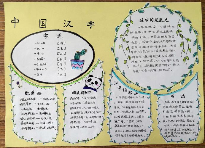 五下语文关于汉字的手抄报 汉字的手抄报